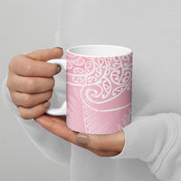 Aotearoa Maori Koru Curves Ceramic Mug Silver Ferns - Rose Pink LT7 - Polynesian Pride