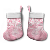 Aotearoa Maori Koru Curves Christmas Stocking Silver Ferns - Rose Pink