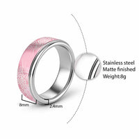 Aotearoa Maori Koru Curves Classic Ring Silver Ferns - Rose Pink LT7 - Polynesian Pride