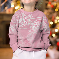 Aotearoa Maori Koru Curves Kid Ugly Christmas Sweater Silver Ferns - Rose Pink LT7 - Polynesian Pride