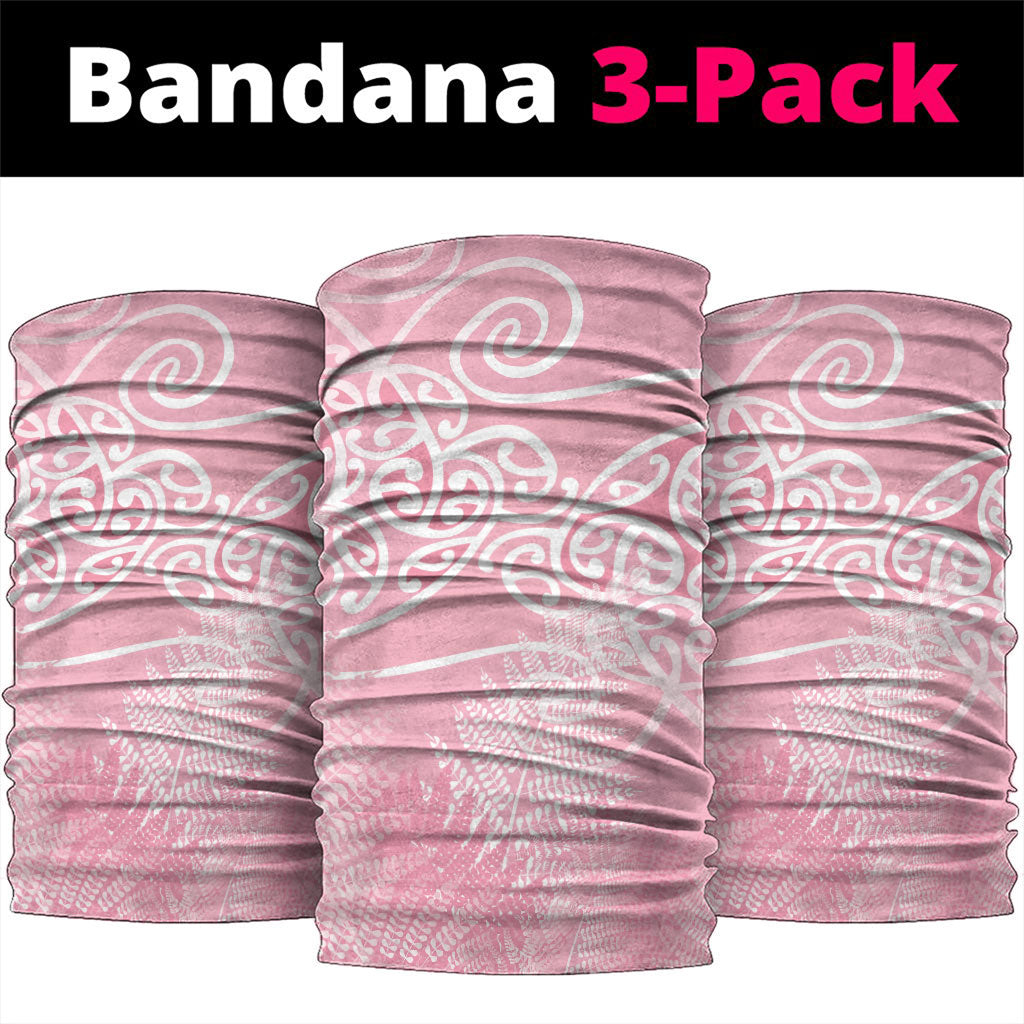 Aotearoa Maori Koru Curves Neck Gaiter Silver Ferns - Rose Pink LT7 package One Size: 25*50cm Pink - Polynesian Pride