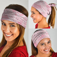 Aotearoa Maori Koru Curves Neck Gaiter Silver Ferns - Rose Pink LT7 - Polynesian Pride