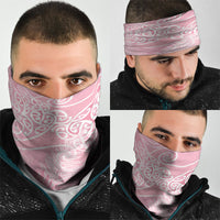 Aotearoa Maori Koru Curves Neck Gaiter Silver Ferns - Rose Pink LT7 - Polynesian Pride