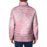 Aotearoa Maori Koru Curves Padded Jacket Silver Ferns - Rose Pink LT7 - Polynesian Pride