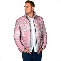 Aotearoa Maori Koru Curves Padded Jacket Silver Ferns - Rose Pink LT7 - Polynesian Pride
