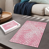 Aotearoa Maori Koru Curves Puzzle Silver Ferns - Rose Pink LT7 - Polynesian Pride