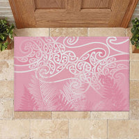 Aotearoa Maori Koru Curves Rubber Doormat Silver Ferns - Rose Pink LT7 Pink - Polynesian Pride