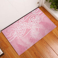 Aotearoa Maori Koru Curves Rubber Doormat Silver Ferns - Rose Pink LT7 - Polynesian Pride
