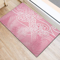 Aotearoa Maori Koru Curves Rubber Doormat Silver Ferns - Rose Pink LT7 - Polynesian Pride