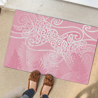 Aotearoa Maori Koru Curves Rubber Doormat Silver Ferns - Rose Pink LT7 - Polynesian Pride