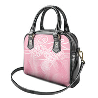 Aotearoa Maori Koru Curves Shoulder Handbag Silver Ferns - Rose Pink LT7 - Polynesian Pride