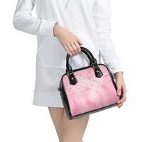 Aotearoa Maori Koru Curves Shoulder Handbag Silver Ferns - Rose Pink LT7 - Polynesian Pride