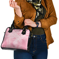 Aotearoa Maori Koru Curves Shoulder Handbag Silver Ferns - Rose Pink LT7 - Polynesian Pride