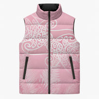 Aotearoa Maori Koru Curves Sleeveless Puffer Jacket Silver Ferns - Rose Pink LT7 Unisex Pink - Polynesian Pride