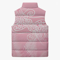 Aotearoa Maori Koru Curves Sleeveless Puffer Jacket Silver Ferns - Rose Pink LT7 - Polynesian Pride