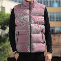Aotearoa Maori Koru Curves Sleeveless Puffer Jacket Silver Ferns - Rose Pink LT7 - Polynesian Pride