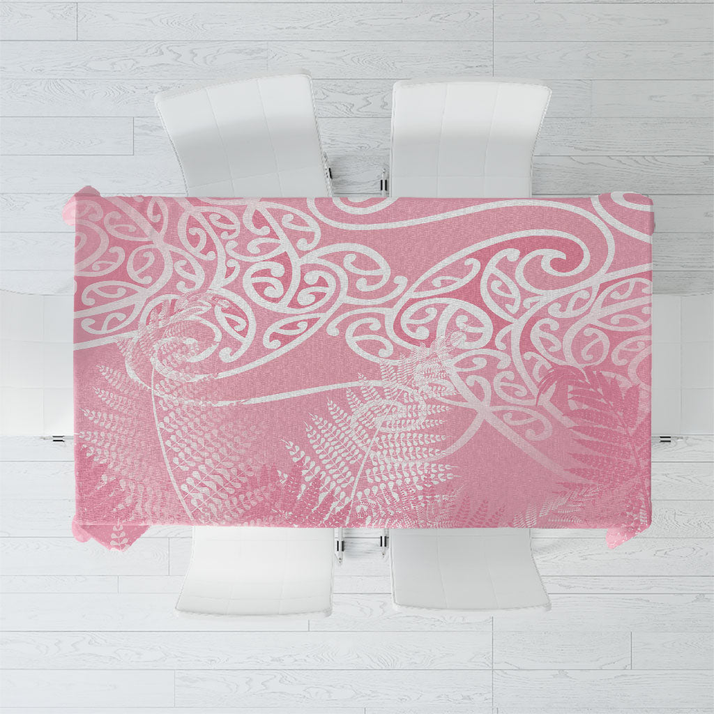 Aotearoa Maori Koru Curves Tablecloth Silver Ferns - Rose Pink LT7 Pink - Polynesian Pride