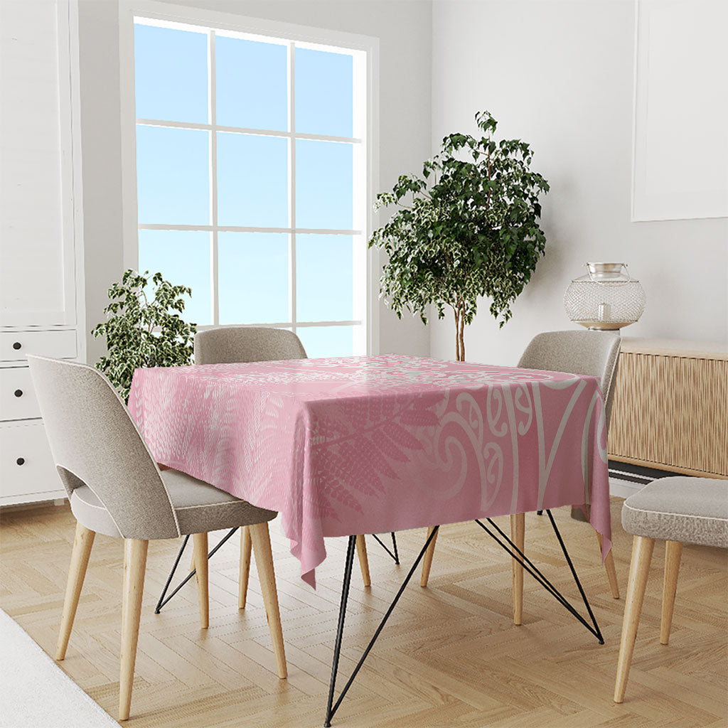 Aotearoa Maori Koru Curves Tablecloth Silver Ferns - Rose Pink LT7 - Polynesian Pride