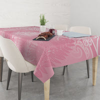 Aotearoa Maori Koru Curves Tablecloth Silver Ferns - Rose Pink LT7 - Polynesian Pride