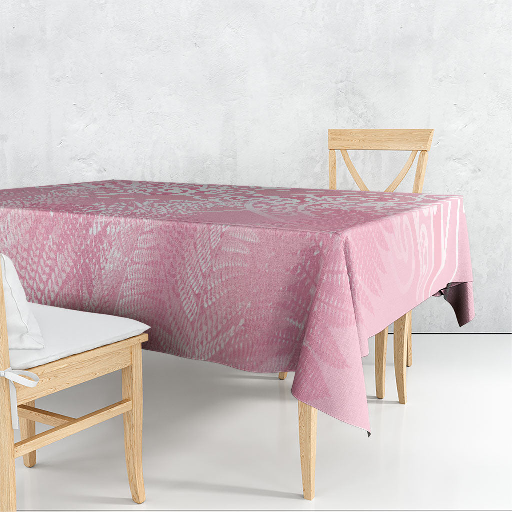 Aotearoa Maori Koru Curves Tablecloth Silver Ferns - Rose Pink LT7 - Polynesian Pride