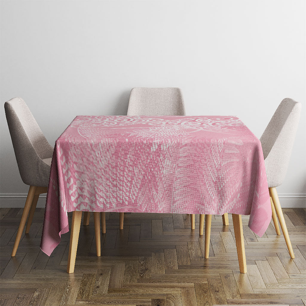 Aotearoa Maori Koru Curves Tablecloth Silver Ferns - Rose Pink LT7 - Polynesian Pride