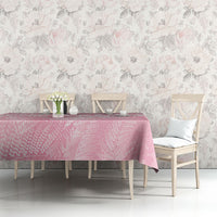 Aotearoa Maori Koru Curves Tablecloth Silver Ferns - Rose Pink LT7 - Polynesian Pride