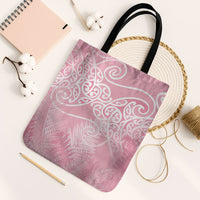 Aotearoa Maori Koru Curves Tote Bag Silver Ferns - Rose Pink LT7 Black Strap One Size Pink - Polynesian Pride