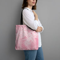 Aotearoa Maori Koru Curves Tote Bag Silver Ferns - Rose Pink LT7 - Polynesian Pride