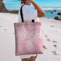 Aotearoa Maori Koru Curves Tote Bag Silver Ferns - Rose Pink LT7 - Polynesian Pride