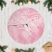 Aotearoa Maori Koru Curves Tree Skirt Silver Ferns - Rose Pink