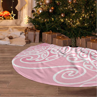 Aotearoa Maori Koru Curves Tree Skirt Silver Ferns - Rose Pink