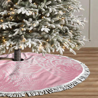 Aotearoa Maori Koru Curves Tree Skirt Silver Ferns - Rose Pink