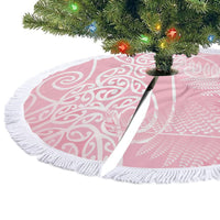 Aotearoa Maori Koru Curves Tree Skirt Silver Ferns - Rose Pink