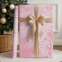Aotearoa Maori Koru Curves Wrapping Paper Silver Ferns - Rose Pink LT7 - Polynesian Pride