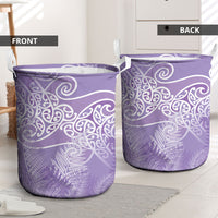 Aotearoa Maori Koru Curves Laundry Basket Silver Ferns - Amethyst LT7 - Polynesian Pride