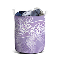 Aotearoa Maori Koru Curves Laundry Basket Silver Ferns - Amethyst LT7 - Polynesian Pride