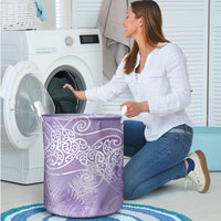 Aotearoa Maori Koru Curves Laundry Basket Silver Ferns - Amethyst LT7 - Polynesian Pride