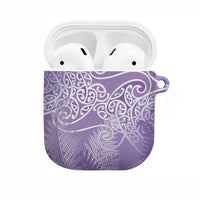 Aotearoa Maori Koru Curves AirPods Case Silver Ferns - Amethyst LT7 Purple - Polynesian Pride