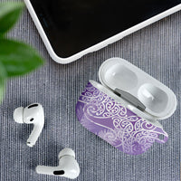 Aotearoa Maori Koru Curves AirPods Case Silver Ferns - Amethyst LT7 - Polynesian Pride