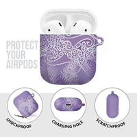 Aotearoa Maori Koru Curves AirPods Case Silver Ferns - Amethyst LT7 - Polynesian Pride