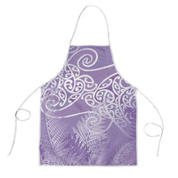Aotearoa Maori Koru Curves Apron Silver Ferns - Amethyst LT7 Purple - Polynesian Pride