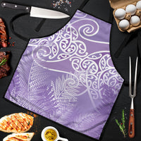 Aotearoa Maori Koru Curves Apron Silver Ferns - Amethyst LT7 Purple - Polynesian Pride