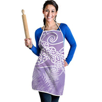 Aotearoa Maori Koru Curves Apron Silver Ferns - Amethyst LT7 - Polynesian Pride