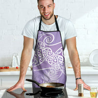 Aotearoa Maori Koru Curves Apron Silver Ferns - Amethyst LT7 - Polynesian Pride