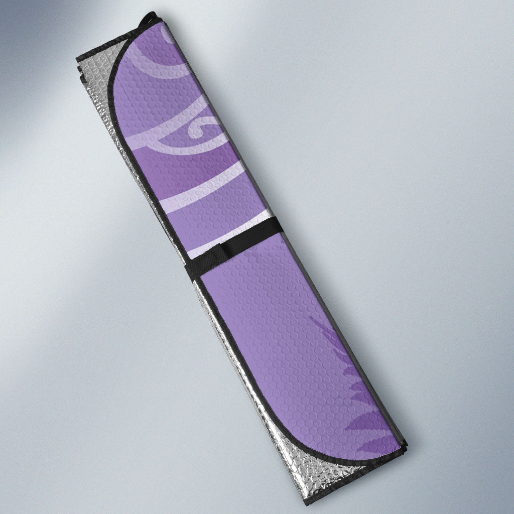 Aotearoa Maori Koru Curves Auto Sun Shade Silver Ferns - Amethyst LT7 - Polynesian Pride