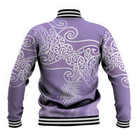 Aotearoa Maori Koru Curves Baseball Jacket Silver Ferns - Amethyst LT7 - Polynesian Pride