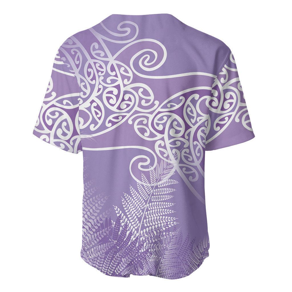 Aotearoa Maori Koru Curves Baseball Jersey Silver Ferns - Amethyst LT7 - Polynesian Pride