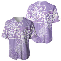 Aotearoa Maori Koru Curves Baseball Jersey Silver Ferns - Amethyst LT7 - Polynesian Pride