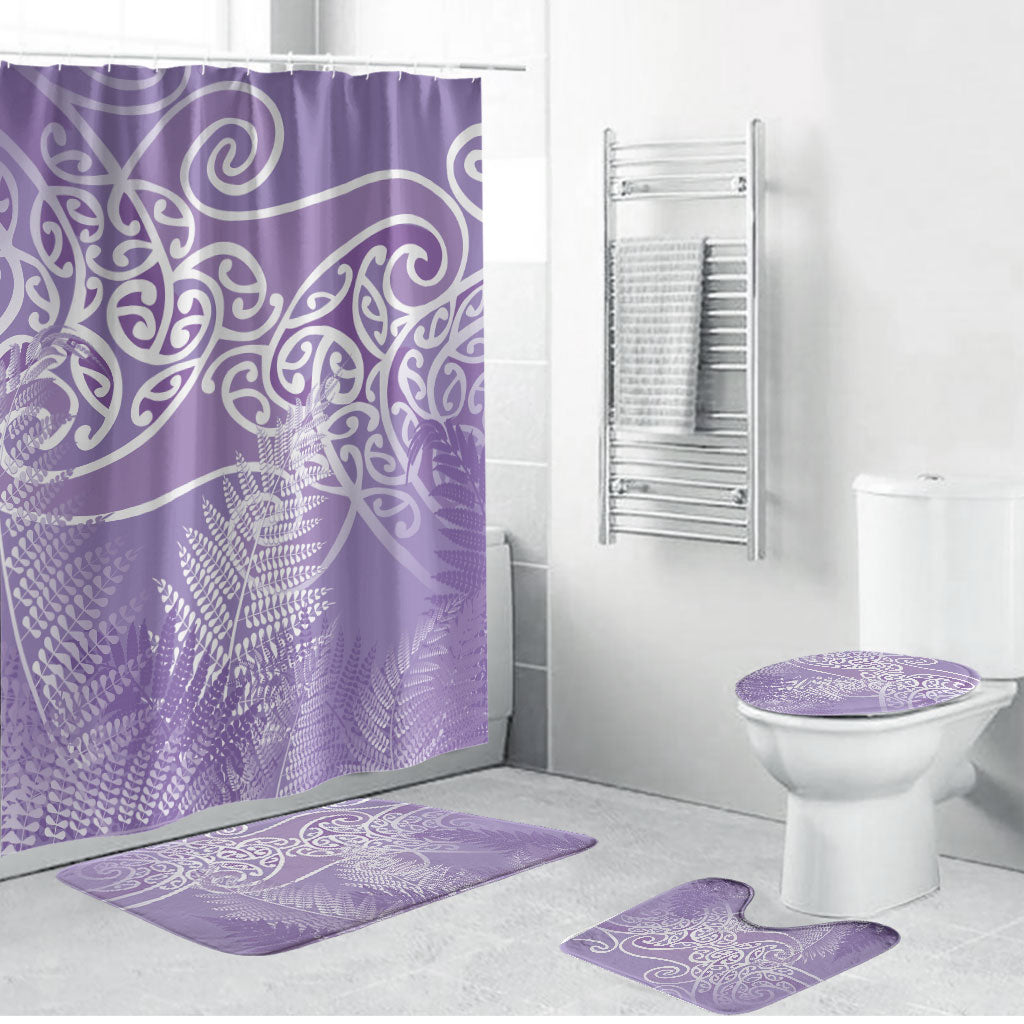 Aotearoa Maori Koru Curves Bathroom Set Silver Ferns - Amethyst LT7 Bathroom Set (4 pcs) Purple - Polynesian Pride