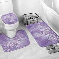 Aotearoa Maori Koru Curves Bathroom Set Silver Ferns - Amethyst LT7 Mat Set Only (3 pcs) One Size Purple - Polynesian Pride